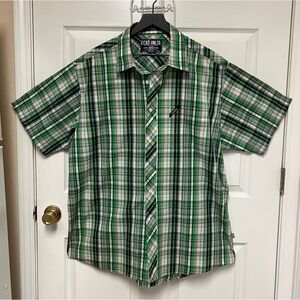 Ecko Unlimited Men's Green and Black Plaid Shirt